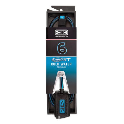 Ocean & Earth One-XT Cold Water 6ft Leash - Black/Blue - Buy online today at Down the Line Surf. International shipping available.