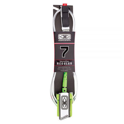 Ocean & Earth Regular Moulded Leash 7ft - White - Buy online today at Down the Line Surf. International shipping available.