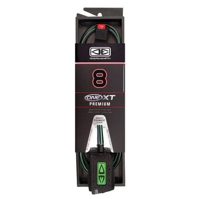 Ocean And Earth Premium One-XT Leash - 8ft Black/Lime - Buy online today at Down the Line Surf. International shipping available.