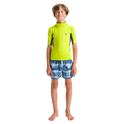C-Skins NuWave Rash X Junior Short Sleeve Rashvest - Lime/Anthracite/Multi - Buy online today at Down the Line Surf. International shipping available.