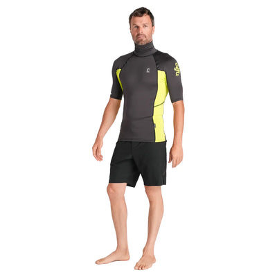C-Skins Men's NuWave Rash X Short Sleeve Rashvest - Anthracite/Lime - Buy online today at Down the Line Surf. International shipping available.