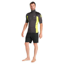 C-Skins Men's NuWave Rash X Short Sleeve Rashvest - Anthracite/Lime - Buy online today at Down the Line Surf. International shipping available.