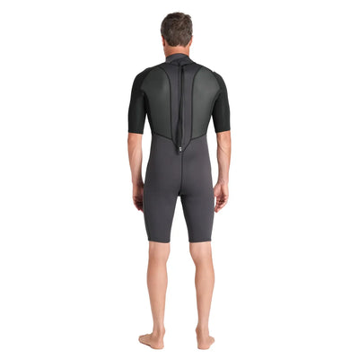 C-Skins Men's Element 3/2mm Shorty Back Zip Wetsuit - Anthracite/Black/Neon Flare - Buy online today at Down the Line Surf. International shipping available.