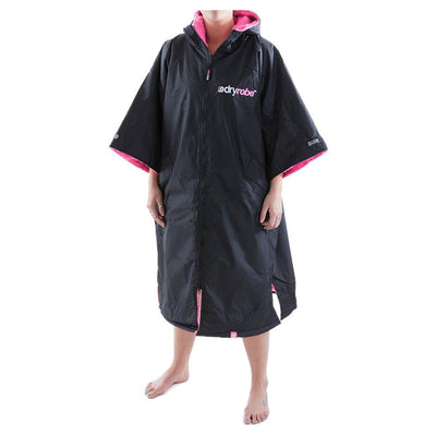 Dryrobe Advance Short Sleeve Changing Robe - Black/Pink - Buy online today at Down the Line Surf. International shipping available.