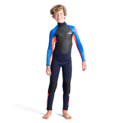 C-Skins Junior Element 3/2mm Back Zip Wetsuit - Slate Navy/Red/Blue - Buy online today at Down the Line Surf. International shipping available.