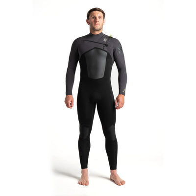 C-Skins Rewired 3/2mm Chest Zip Wetsuit - Black/Metallic/Lime - Buy online today at Down the Line Surf. International shipping available.