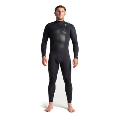 C-Skins Rewired 4/3mm Chest Zip Wetsuit - Anthracite/Black/Cyan - Buy online today at Down the Line Surf. International shipping available.