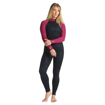 C-Skins Women's Surflite 4/3mm Back Zip Wetsuit - Raven/Wine/White - Buy online today at Down the Line Surf. International shipping available.