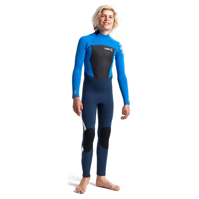 C-Skins Junior Legend 4/3mm Back Zip Wetsuit - Blue Stone/Cyan/White - Buy online today at Down the Line Surf. International shipping available.