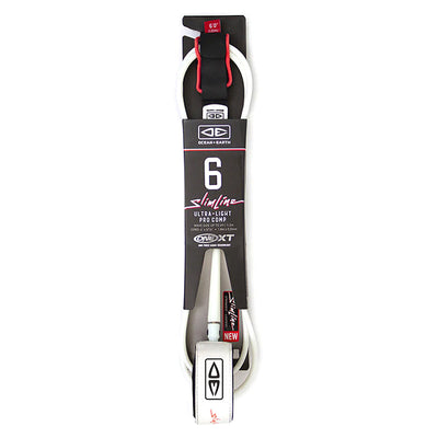 Ocean & Earth Slimline Lightweight Comp One-XT 6ft Leash - White - Buy online today at Down the Line Surf. International shipping available.