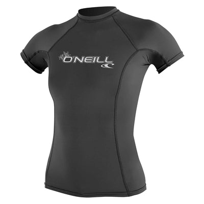 O'Neill Women's Basic Skins Short Sleeve Rash Vest - Black - Buy online today at Down the Line Surf. International shipping available.