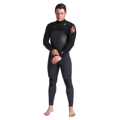 C-Skins Wired 5/4mm Chest Zip Wetsuit - Anthracite/Black/Warm Red - Buy online today at Down the Line Surf. International shipping available.