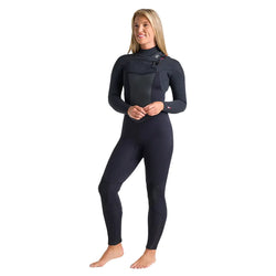 C-Skins Women's Rewired 5/4mm Chest Zip Wetsuit - Raven Black/Shade/Crimson - Buy online today at Down the Line Surf. International shipping available.