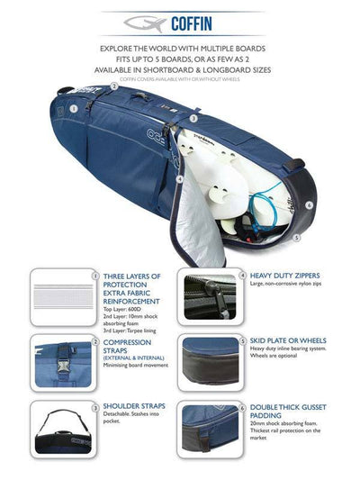 Ocean & Earth Quad Coffin Shortboard Bag - 6'6" - Buy online today at Down the Line Surf. International shipping available.