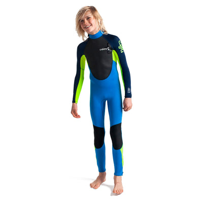 C-Skins Junior Element 3/2mm Back Zip Wetsuit - Cyan/Yellow/Navy - Buy online today at Down the Line Surf. International shipping available.
